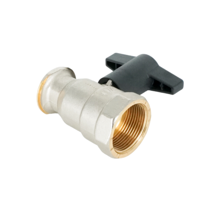 Кран шаровой, Oventrop, Optibal P, для обвязки насоса, DN-32, 1 1/4", 1 1/2", ВНГ, PN, бар-10, латунь, никелированный, без обратного клапана, T°C -120