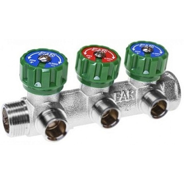 Коллектор FAR 3/4"x1/2" на 3 выхода «плоское уплотнение» (ВР-НР) FK 3822 3412TP