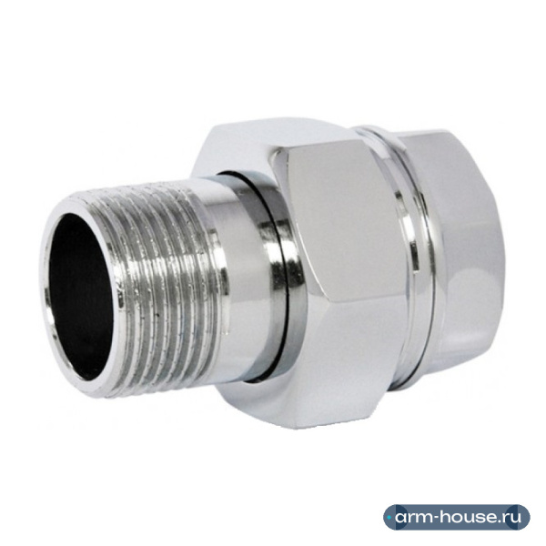 Сгон прямой НВ Giacomini R18, 3/4" x 3/4", латунь, хромированный, для стальной трубы