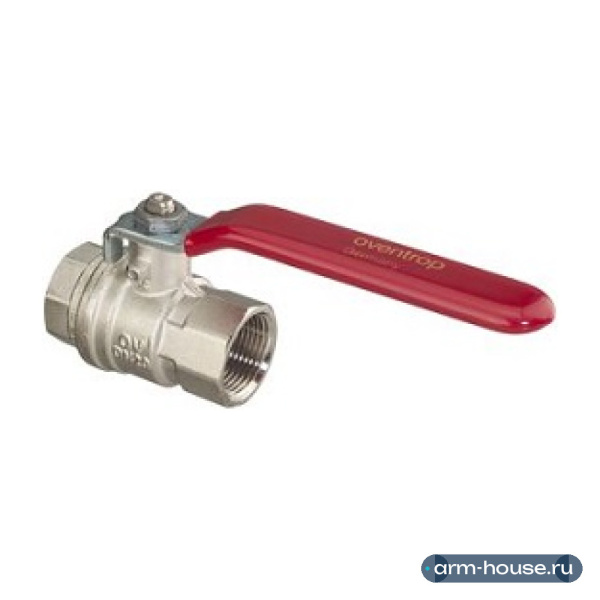 Кран шаровой, Oventrop, Optibal, полнопроходной, DN-25, 1", ВВ, PN, бар-16, ручка-рычаг из оцинкованной стали, латунь, никелированный