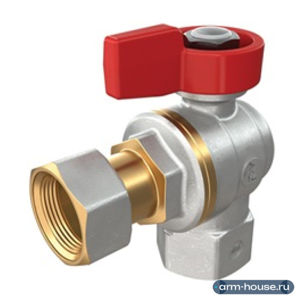 Кран Giacomini шаровой 1/2"F x 1/2"гайка, угловой c вн. резьбой для котлов и счетчиков