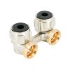 Узел запорно-присоединительный угловой H-образный Oventrop Multiflex F (ZB), 3/4" x 3/4" Н ЕК-НГ ЕК, латунь никелированная, для приборов со встроенным вентилем, мягкое плоское уплотнение