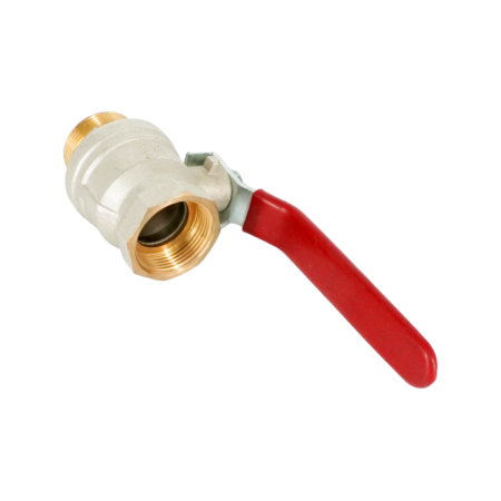 Кран шаровой, Oventrop, Optibal, полнопроходной, DN-32, 1 1/4", НВ, PN, бар-16, ручка-рычаг из оцинкованной стали, латунь, никелированный