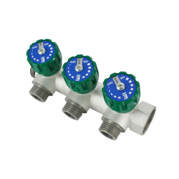 Коллектор модульный ELSEN 3/4"х1/2" HP, 3 контура, с вентилями 90°, латунь TIN
