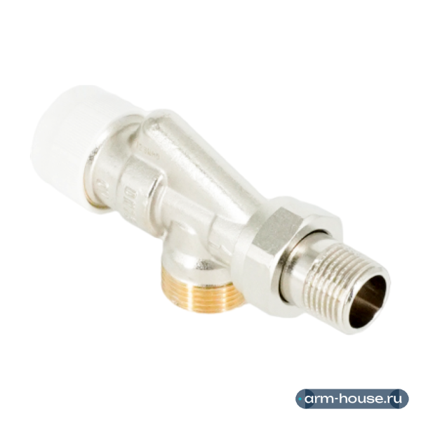 Вентиль термостатический осевой Oventrop Серия AV9, 3/4" x 1/2" Н ЕК-Н (DN 15), латунь никелированная, плавная преднастройка