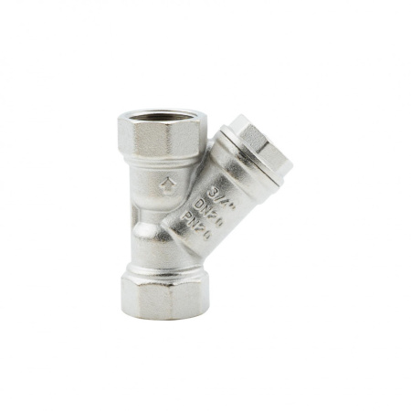 Фильтр косой 3/4" ВР-ВР, сетчатый, латунный, никелированный