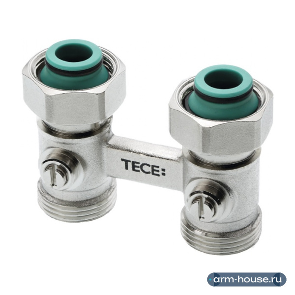 Узел запорно-присоединительный проходной TECE, 3/4" Ek x 3/4" Ek, латунь, для нижнего подключения радиаторов
