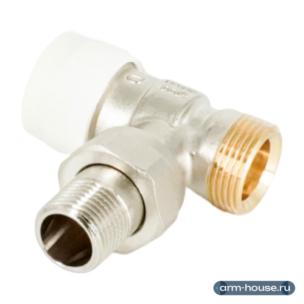 Вентиль термостатический угловой Oventrop Серия AV9, 3/4" x 1/2" Н ЕК-Н (DN 15), латунь никелированная, плавная преднастройка