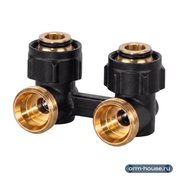 Вентиль, Oventrop, Multiflex R ZB 3/4" НГ x 3/4" НР, угловой, черный матовый