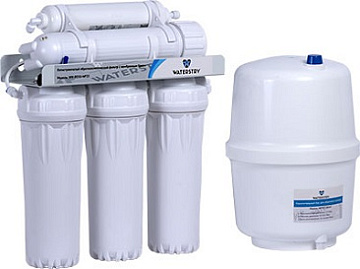 Система обратного осмоса Waterstry RO 50-NP35 5 ступеней (производительность - 190 л/сут.; емкость накопительного бака - 11,6 л; давление воды - 3,5-5,0 бар; температура воды - 4-42°С)