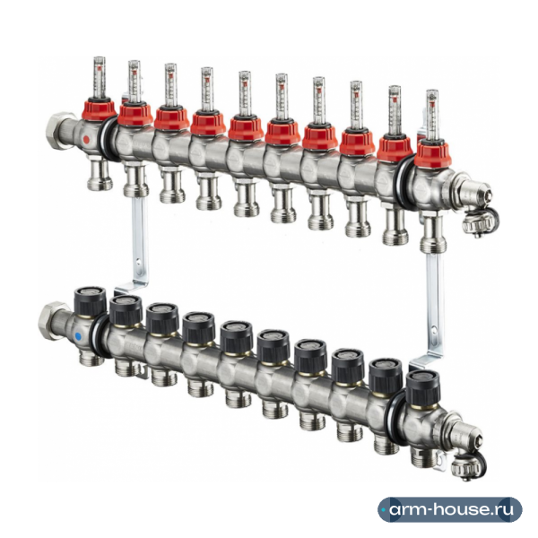 Коллектор Oventrop Multidis SF 1" арт. 1404360(1405360) (10 контуров) с расходомерами для теплого пола