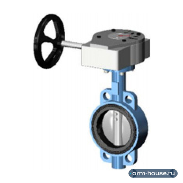 Затвор Tecofi дисковый поворотный, Tecfly, межфланцевый, PN25, DN250, корпус и диск ковкий чугун, с механическим редуктором, манжета EPDM