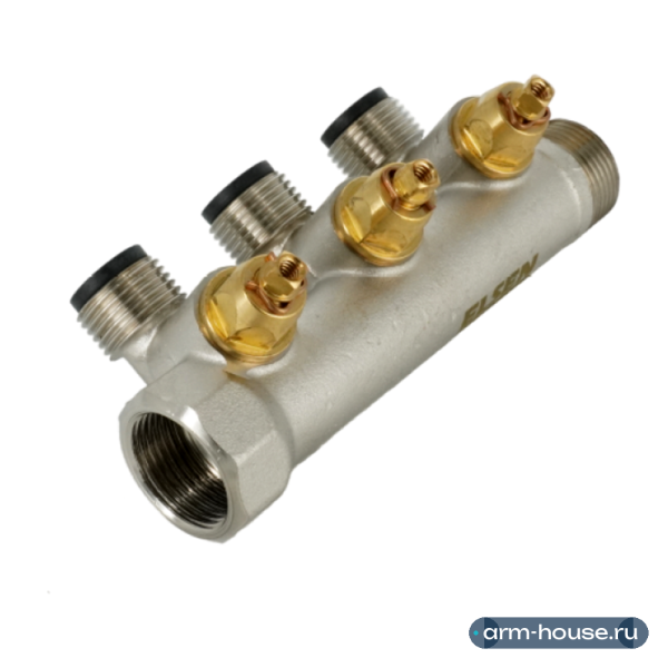 Коллектор модульный ELSEN 3/4"х1/2" HP, 3 контура, с вентилями, латунь