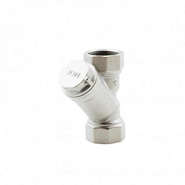Фильтр косой 1/2" ВР-ВР, сетчатый, латунный, никелированный