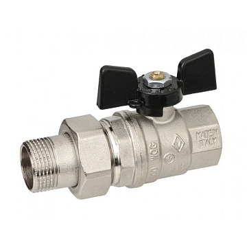 Кран шаровый Bugatti Oregon 322 1/2" НР/ВР американка полнопроходной ручка-бабочка