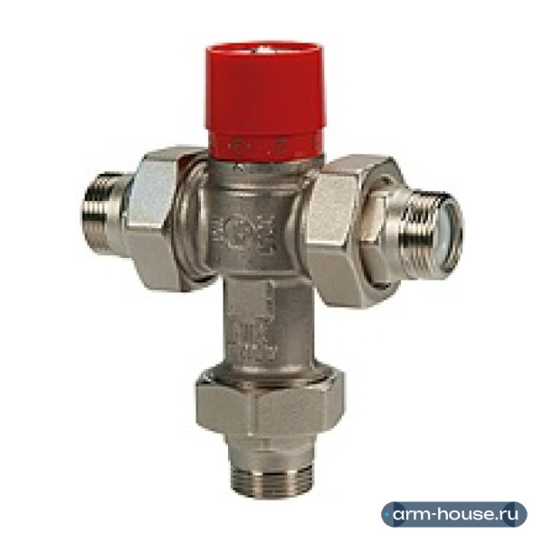 Клапан смесительный термостатический Giacomini R156-1 для ГВС, 3/4", Kv 1,8, с отводами, обратными клапанами и фильтрами