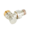 Вентиль на обратную подводку угловой Oventrop Combi 2, DN 15 (3/4" x 1/2" Н ЕК-Н), латунь никелированная, НГ со штуцером, предварительная настройка, отключение