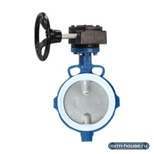 Затвор Tecofi дисковый поворотный межфланцевый с мех редуктором, PN10, DN250, корпус ковкий чугун, диск нж сталь, манжета PTFE