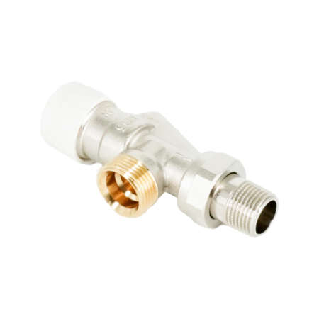 Вентиль термостатический осевой Oventrop Серия AV9, 3/4" x 1/2" Н ЕК-Н (DN 15), латунь никелированная, плавная преднастройка