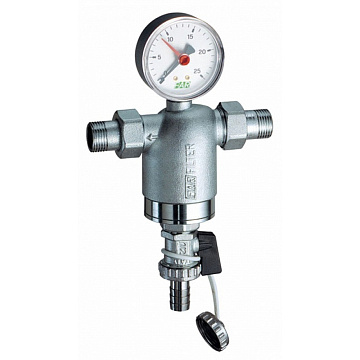 Фильтр FAR 1/2" НР/НР, с манометром, 100 мкм, Max: 95 °C, 25 бар FA 3944 12100