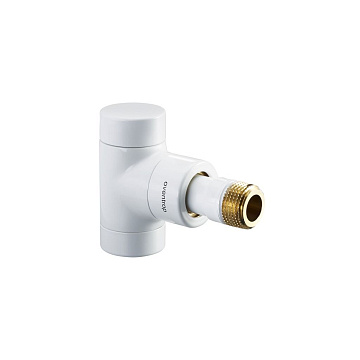 Вентиль на обратную подводку угловой Oventrop Combi E, DN 15 (1/2" x 1/2" ВН), латунь, цвет белый, запорный
