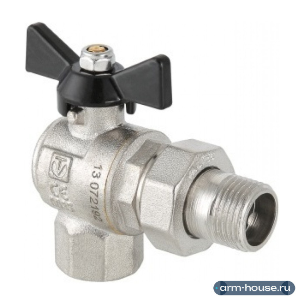 Кран шаровой Valtec Perfect 1/2" ВР/НР угловой с полусгоном ручка-бабочка (арт. VT.328.N.04)