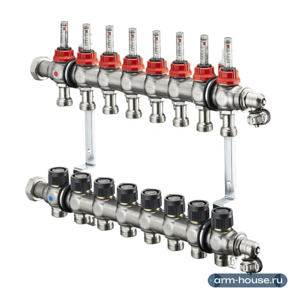 Коллектор Oventrop Multidis SF 1" арт. 1404358(1405358) (8 контуров) с расходомерами для теплого пола