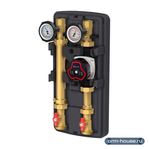 Насосная группа Astroflow UC-L прямая (без смесителя) DN25 с насосом Astrex GTA 25-8