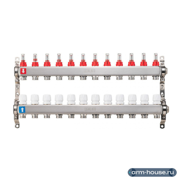 Коллектор Alato 1" x 3/4" x 12-вых для тёплого пола (нерж. сталь) 0301-0012