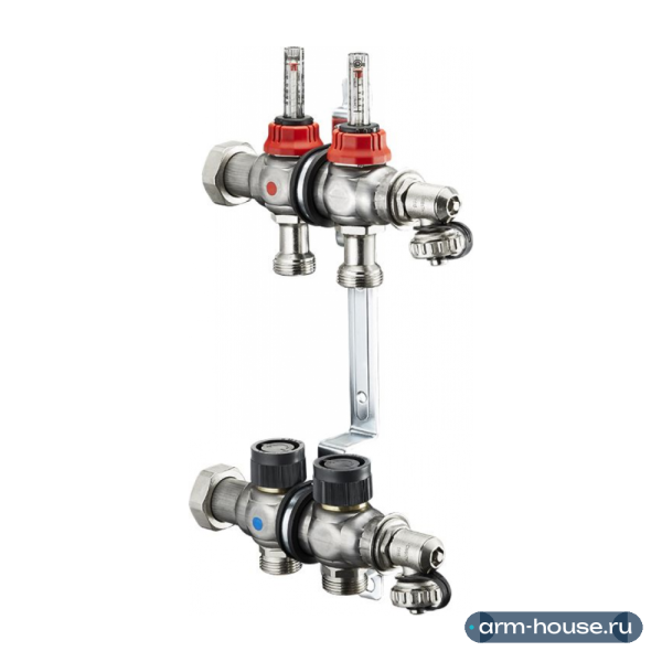 Коллектор Oventrop Multidis SF 1" арт. 1404352 (1405352) (2 контура) с расходомерами для теплого пола