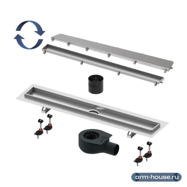 TECElinus. Комплект для монтажа дренажного канала, 600 мм, 2 в 1 (tile+steel), с мембраной
