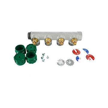 Коллектор модульный ELSEN 3/4"х3/4" EK, 4 контура, с вентилями 90°, латунь TIN