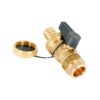 Кран шаровой, Oventrop, Optiflex KFE, DN-20, 3/4", Н, ручка-с ограничителем, латунь, со штуцером для шланга (мягкое уплотнение) и колпачком