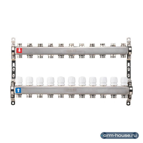 Коллектор Alato 1" x 3/4" x 11-вых для радиаторного отопления (нерж. сталь) 0302-0011