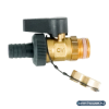 Кран шаровой, Oventrop, Optiflex KFE, DN-15, 1/2", Н, ручка-с ограничителем, латунь, со штуцером для шланга (мягкое уплотнение) и колпачком