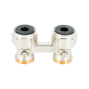 Узел запорно-присоединительный прямой H-образный Oventrop Multiflex F (ZB), 3/4" x 3/4" Н ЕК-НГ ЕК, латунь никелированная, для приборов со встроенным вентилем, мягкое плоское уплотнение