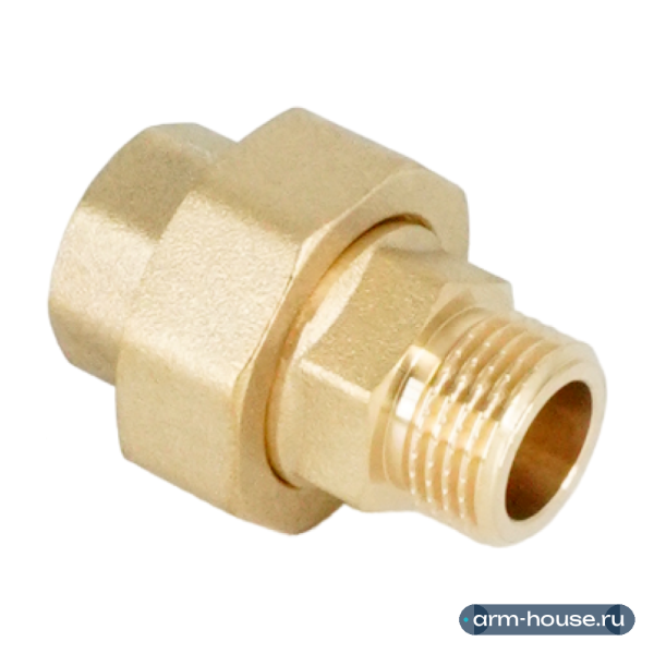 Сгон-американка прямой НВ ELSEN Metalit, 1/2", латунь, плоское уплотнение