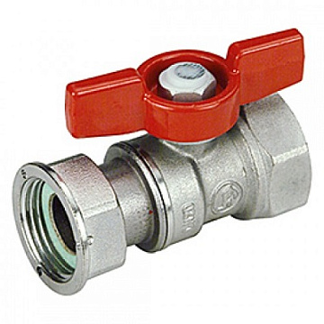 Кран Giacomini шаровой 1/2"x3/4" В-В с накидной гайкой хромированный с красной рукояткой бабочка