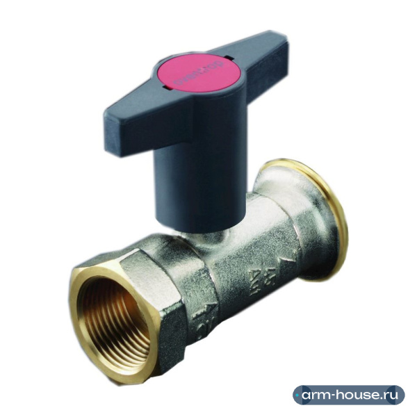 Кран шаровой, Oventrop, Optibal P, для обвязки насоса, DN-32, 1 1/4", 2", ВНГ, PN, бар-10, латунь, никелированный, с обратным клапаном, устанавливается перед насосом, T°C -120