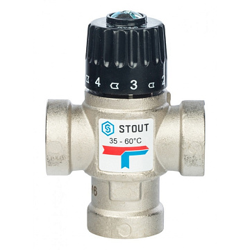Термостатический смесительный клапан Stout 3/4" ВР 35-60 °С, KV 1,6 м3/ч (SVM-0110-166020)