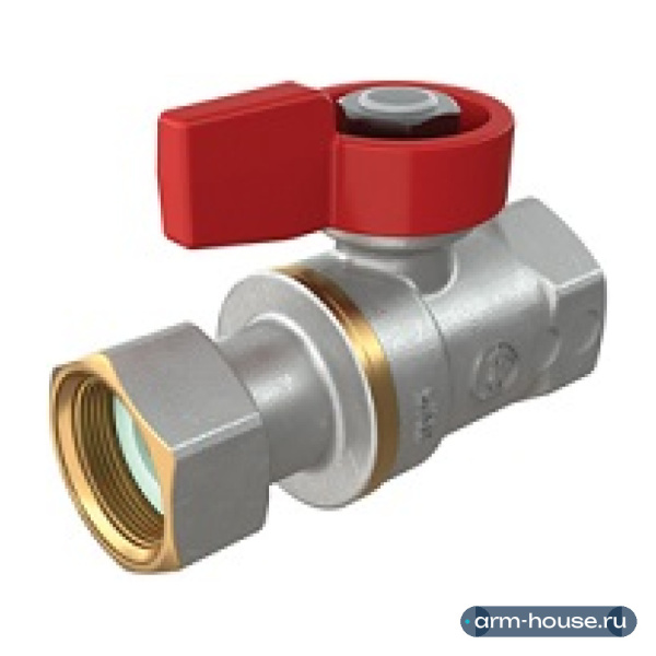 Кран Giacomini шаровой 1/2"F x 1/2"гайка - красн. рук., с вн. резьбой для котлов и счетчиков