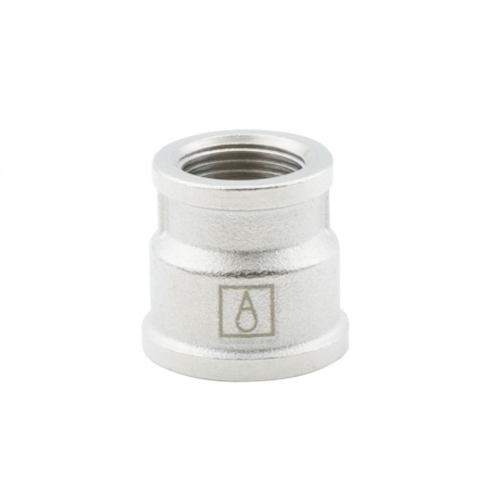 Муфта переходная 1/2" х 3/8" , ВР-ВР, никелированная Alato