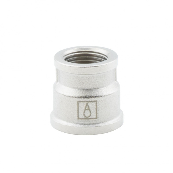 Муфта переходная 1/2" х 3/8" , ВР-ВР, никелированная Alato