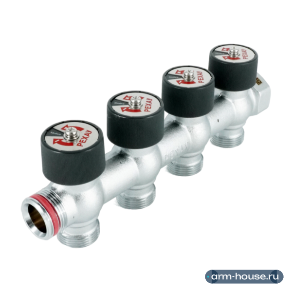 Коллектор распределительный Rehau RAUTITAN G 3/4"х3/4" EK, 4 отвода, с регулировкой