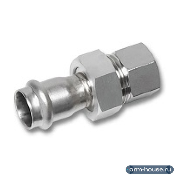 Соединение резьбовое разъемное SANHA 9330GMVA, 18 x 3/4" (ВР), нержавеющая сталь, плоское уплотнение