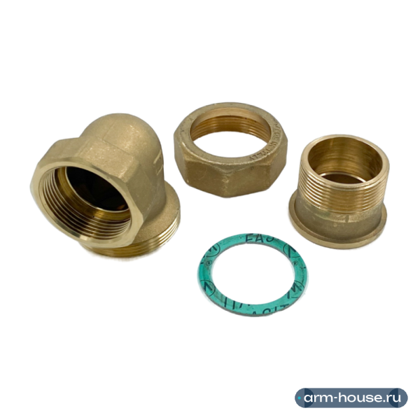 Сгон-американка угловой НВ ELSEN Metalit, 1 1/2", латунь, плоское уплотнение