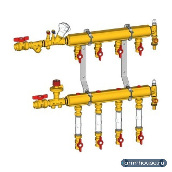 Узел отопления коллекторный этажный Giacomini GE553DY компактный 1"х1/2", 9 выходов