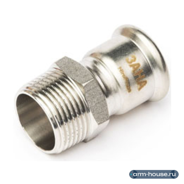 Ниппель переходной SANHA NiroPress, 15 x 1/2" (НР), AISI 304L, ВПр-НР