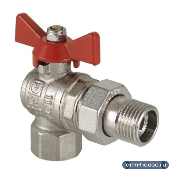 Кран шаровой Valtec Base 1/2" ВР/НР угловой с полусгоном ручка-бабочка (арт. VT.228.N.04)