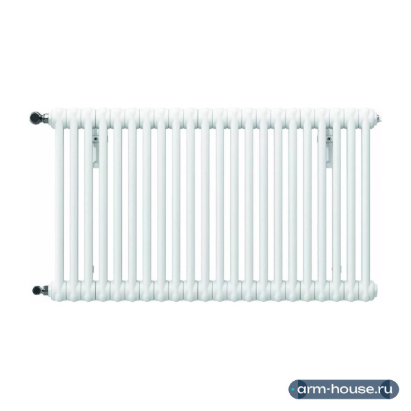Радиатор трубчатый Kermi 2057, 28 секций, высота 570 мм, длина 1260 мм, нижнее подключение № 89, 1/2", верхний встроенный термовентиль, с набором кронштейнов, KlarLack (прозрачный лак)